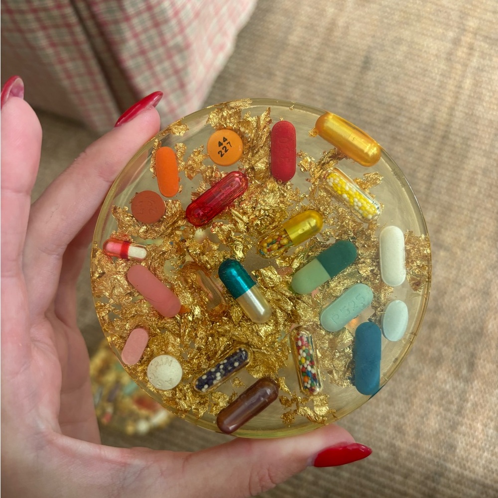 Gold Confetti Resin Coasters with Multicolor Accents - Set of 4 - Picture 2 of 2